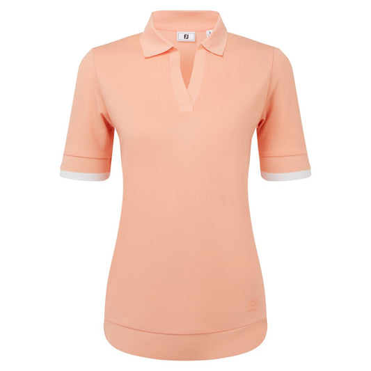 FootJoy Texture Knit Polo Dam Persika Vit