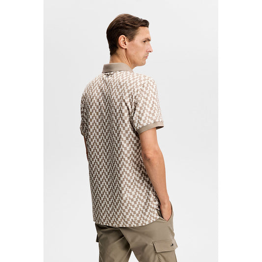 J.Lindeberg Tour Tech Golf Polo Print Bridge Stack Brindle M