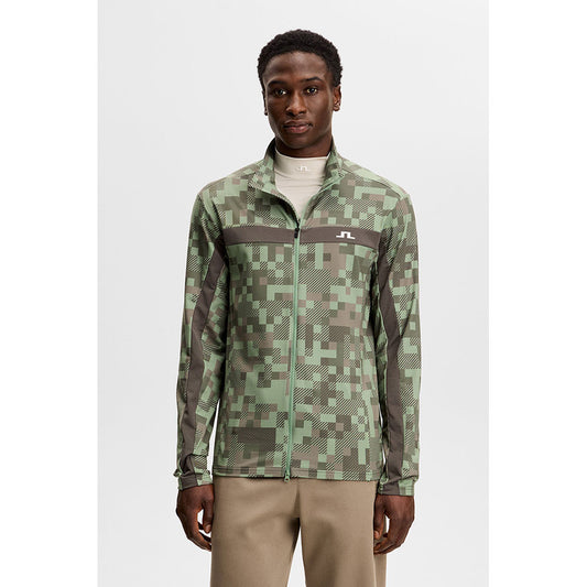J.Lindeberg Bridger Tour Print Mid Layer Tour 26 Tonal Green L