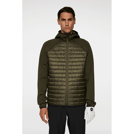 J.Lindeberg Hayden Quilt Hybrid Hood Forest Green