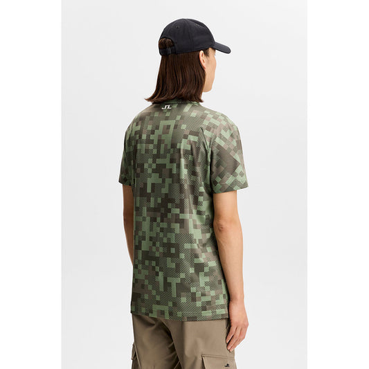 J.Lindeberg Dario Tour Print Polo Tour 26 Tonal Green