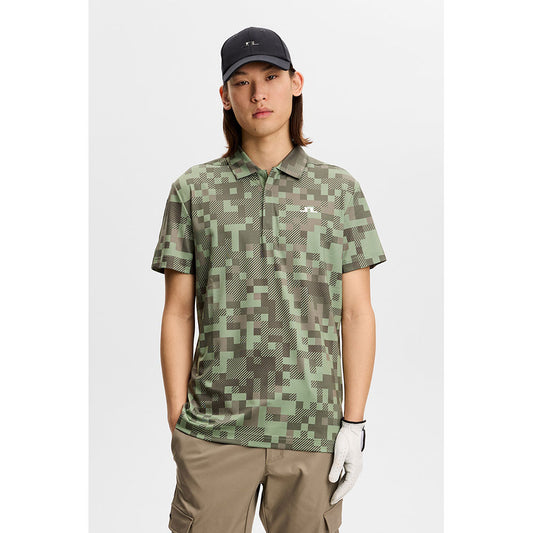 J.Lindeberg Dario Tour Print Polo Tour 26 Tonal Green