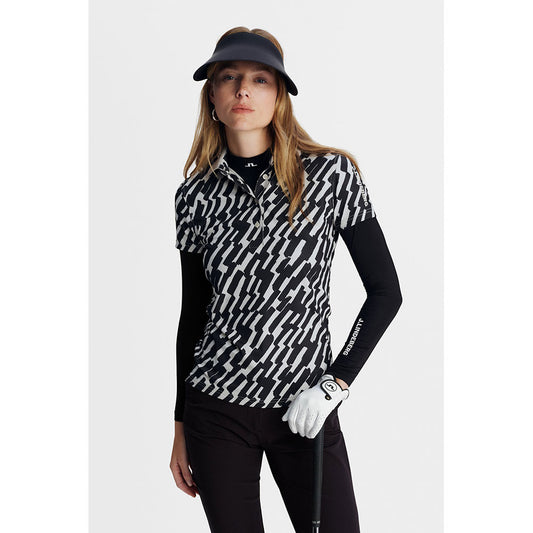 J.Lindeberg Tour Tech Print Polo Oak Moonbeam M C151 Dam