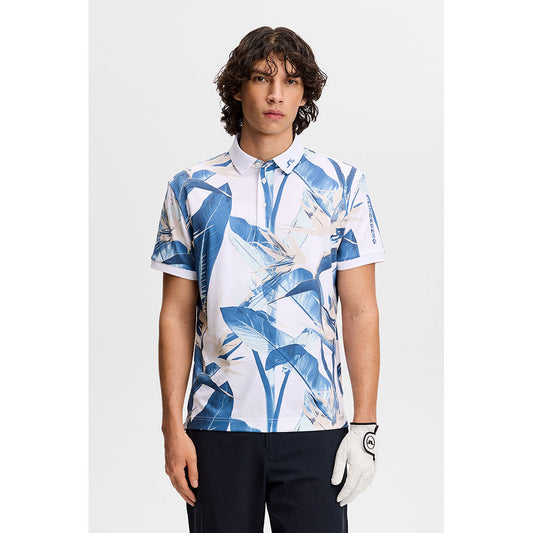J.Lindeberg Tour Tech Print Polo Paradise Skylight
