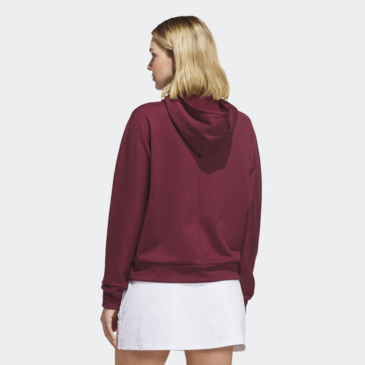 Adidas W Beyond The Course Snap Climawarm Hoodie Maroon